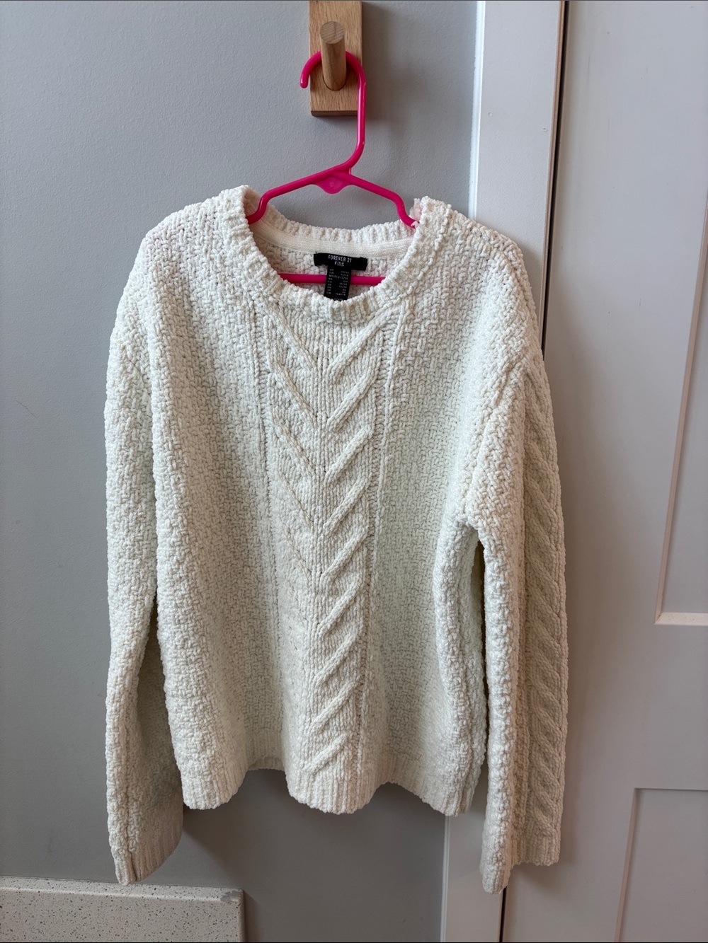 Forever 21 Kids Cozy Cream Cable-Knit Sweater- size 13/14